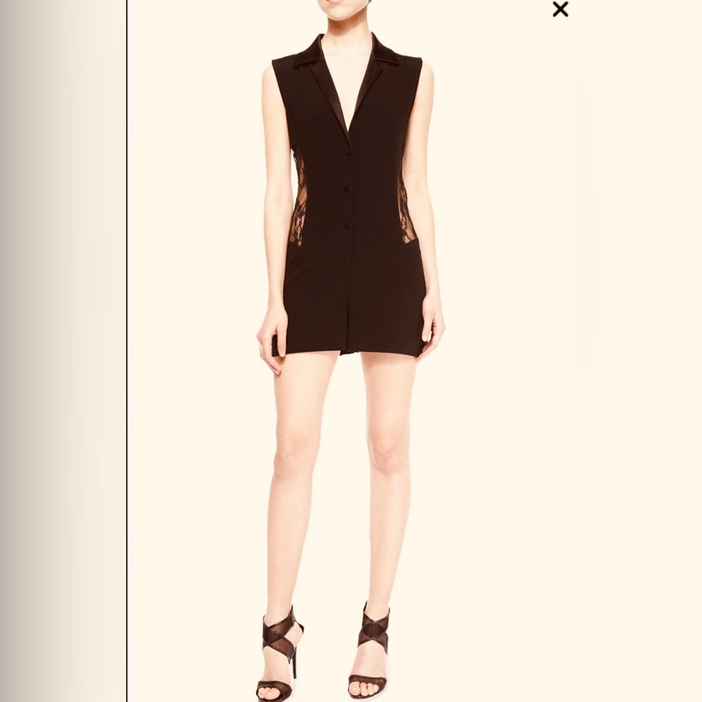 DVF Seduction Romper - new w/tags Size 8 Black w/lace inset detail on sides